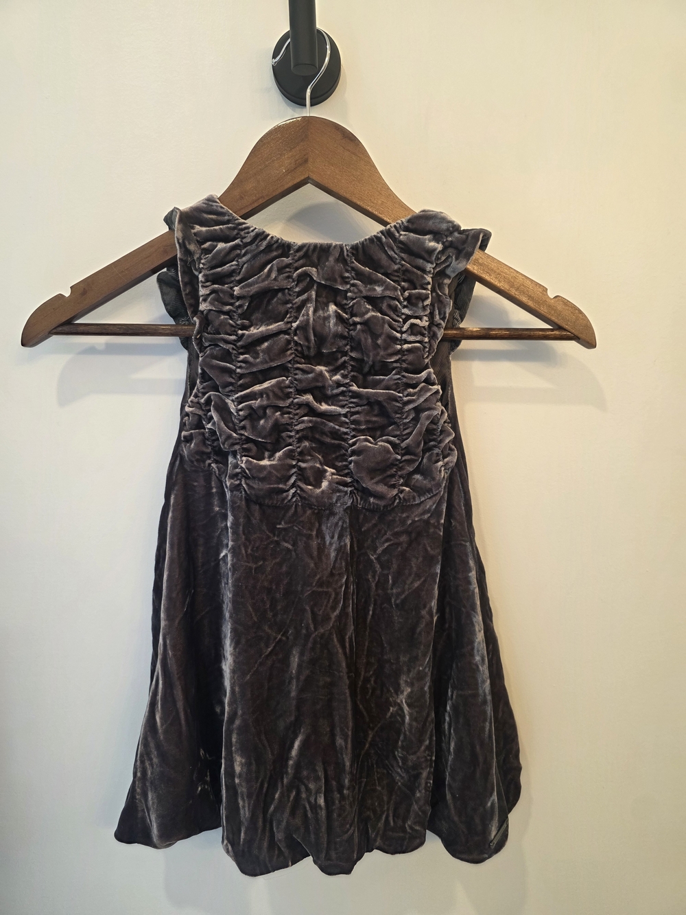 Burberry Girls 2T Velvet Ruffle Dress | Black Charcoal | Special Occasion